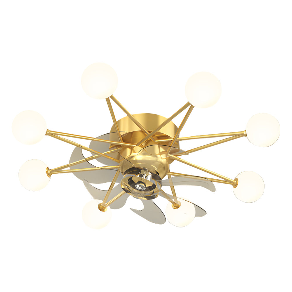 Indoor ceiling fans with lights with a modern black design, providing light in a study room.