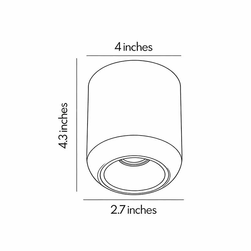 Indoor spotlight lamp with a detailed schematic drawing showcasing the dimensions of the lamp in inches.