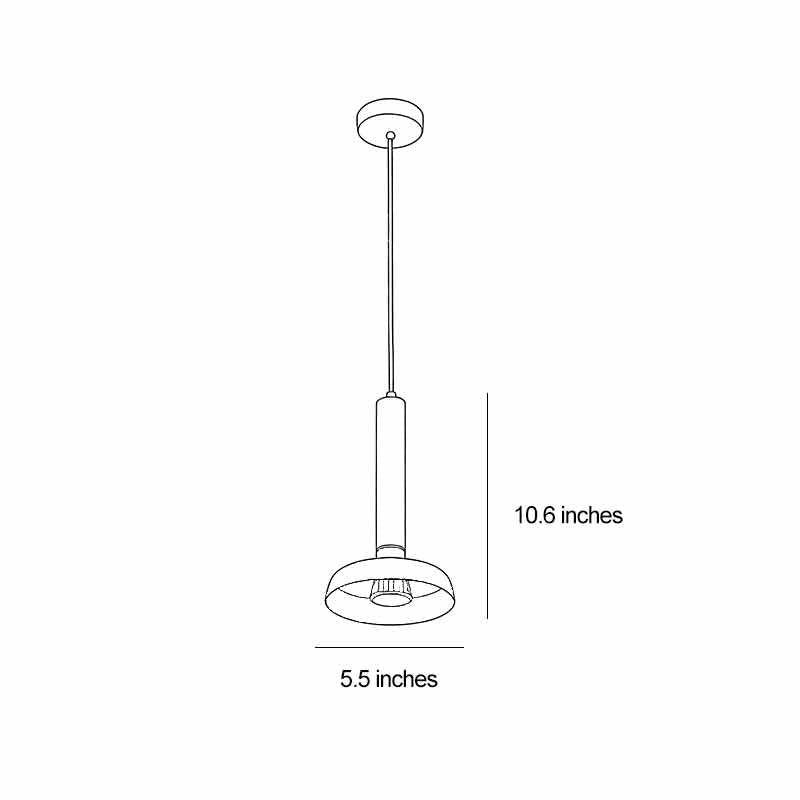 Technical drawing of nordic light pendant indoor spotlight lamp with dimensions and adjustable height.