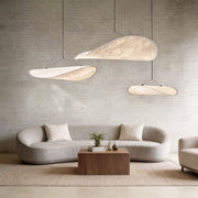 Modern living room with oversized chandeliers indoor spotlight lamp featuring organic shape and soft diffused lighting.