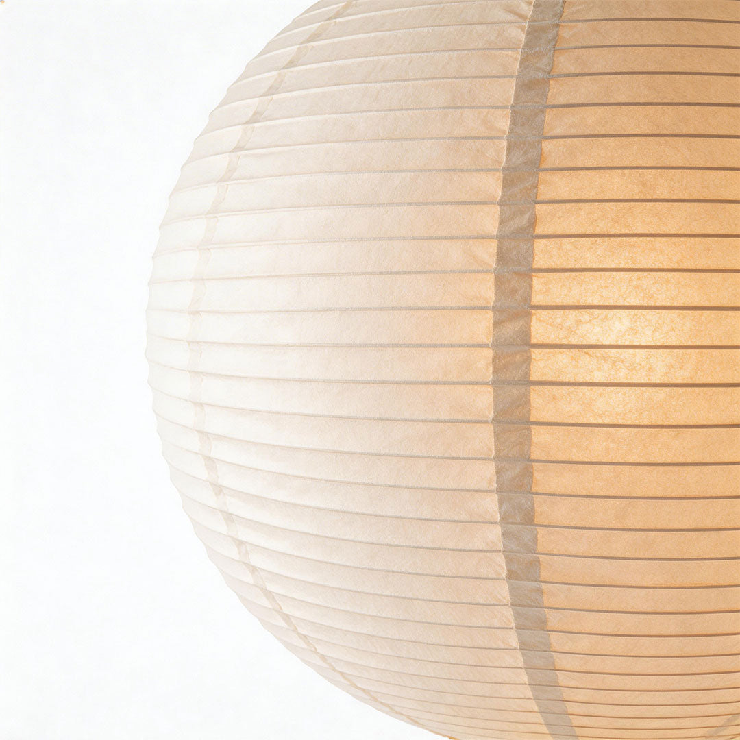 Single paper pendant light fixtures indoor spotlight lamp isolated with round lantern design.