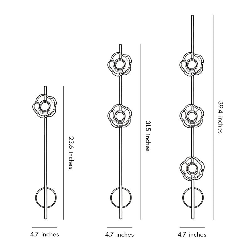 Technical diagram showing dimensions and structure of indoor wall mounted lights models.