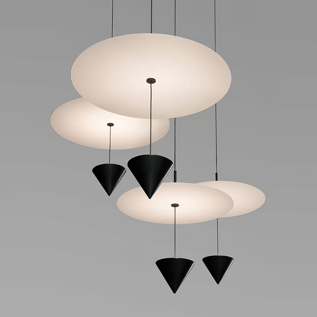 Industrial 1 light pendant with clean lines installed in modern office and residential settings