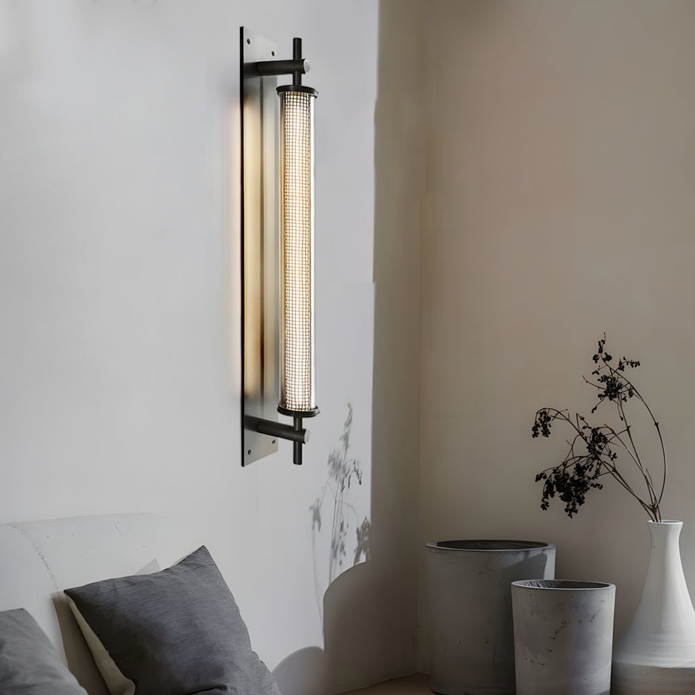 Industrial Black Stainless Steel Long Metallic Tube Wall Light - 19.68 - In H