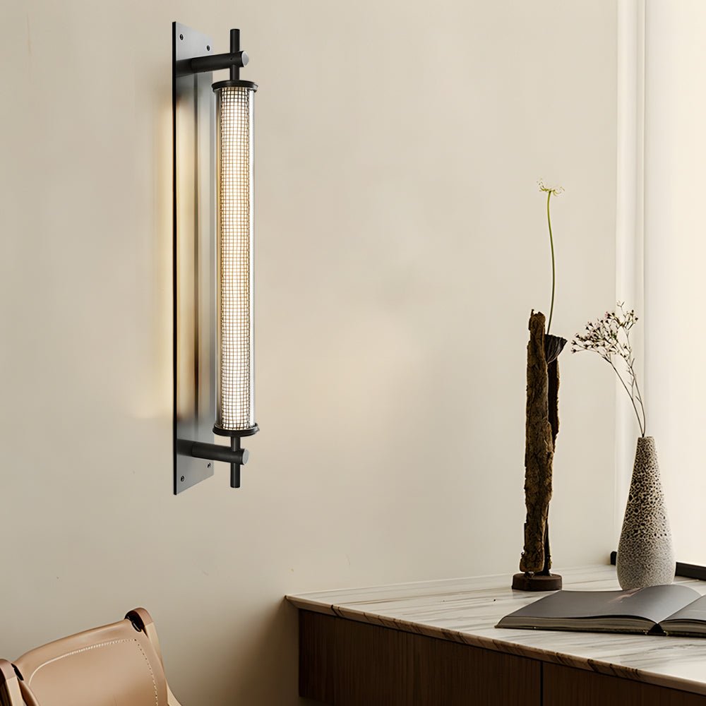 Industrial Black Stainless Steel Long Metallic Tube Wall Light - 19.68 - In H