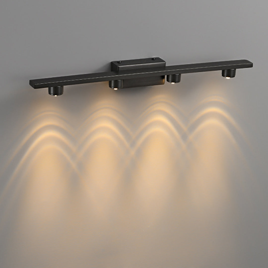 Industrial black vanity lights for bathroom with four adjustable spotlights providing optimal task lighting