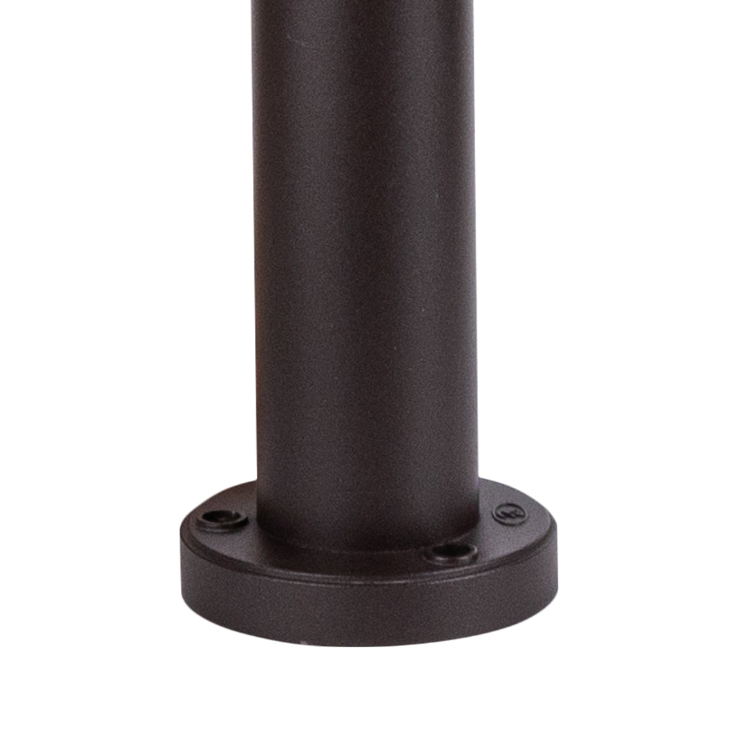 Industrial bollard post component with circular mounting base for permanent outdoor installation