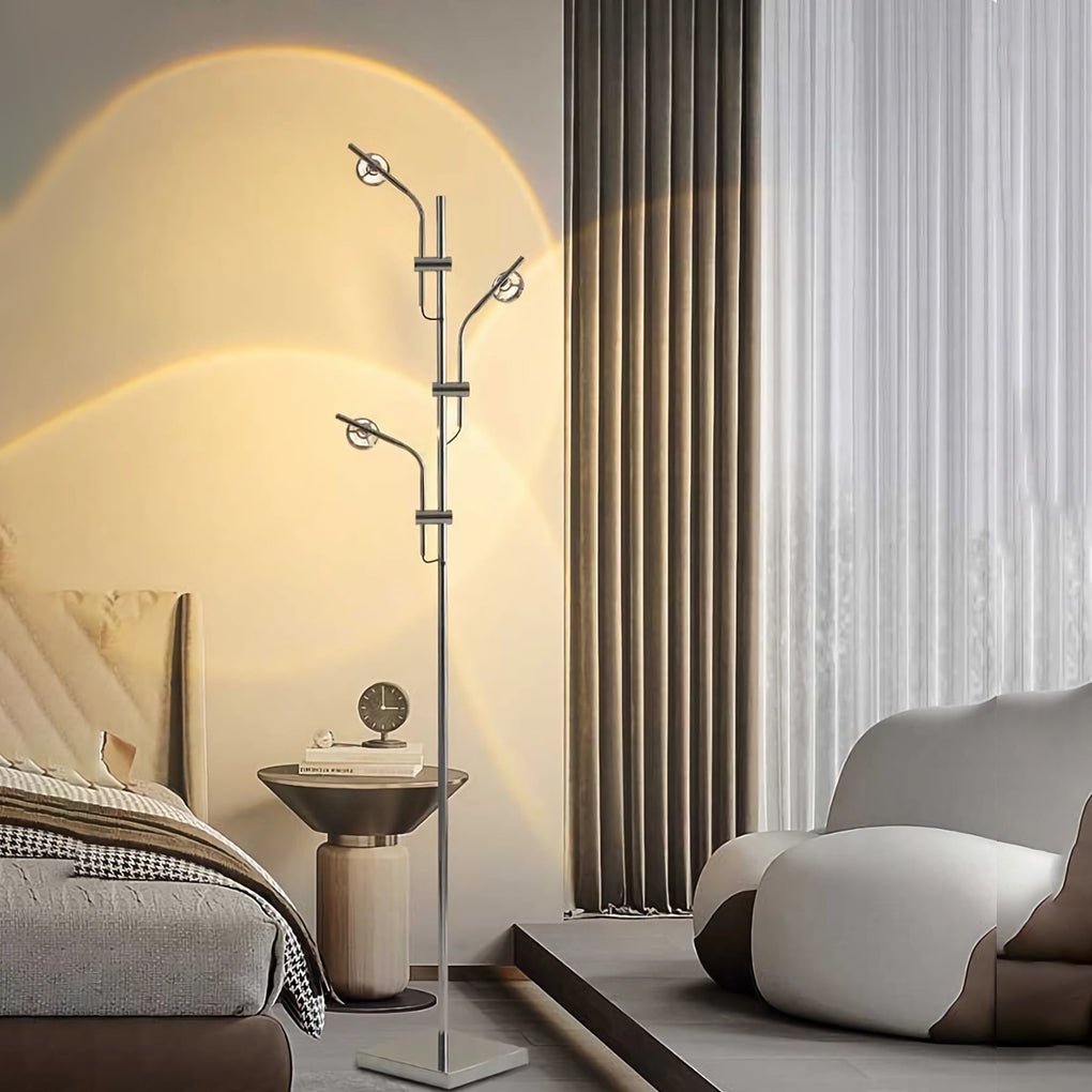 Industrial Multi - Angle Task Lighting Chrome Floor Lamp