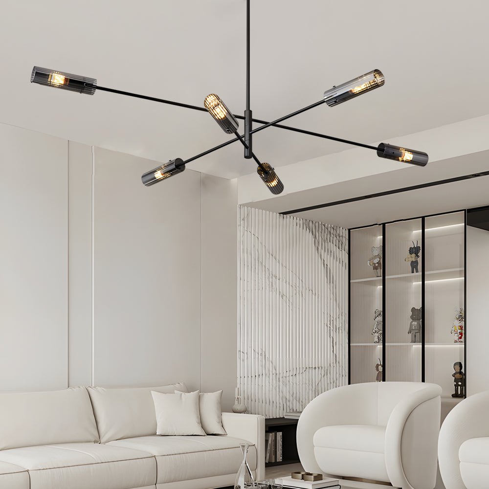 Industrial Sputnik Chandelier - Copper Linear Pendant Lights (6/8 - Light)