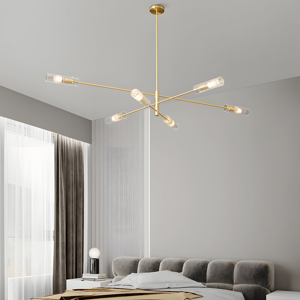 Industrial Sputnik Chandelier - Copper Linear Pendant Lights (6/8 - Light)