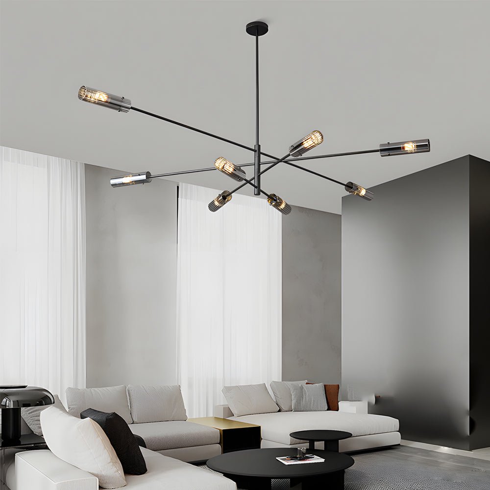Industrial Sputnik Chandelier - Copper Linear Pendant Lights (6/8 - Light)