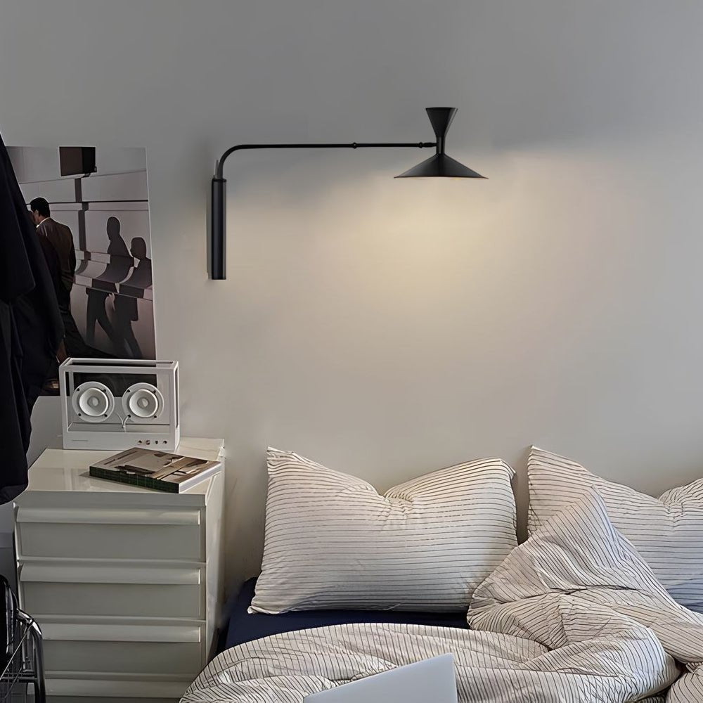 Industrial style swing arm wall sconce with a bold design and adjustable lighting, ideal for modern decor.