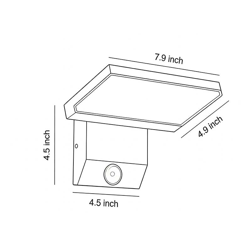 Technical diagram showing dimensions and structure of industrial wall light models.