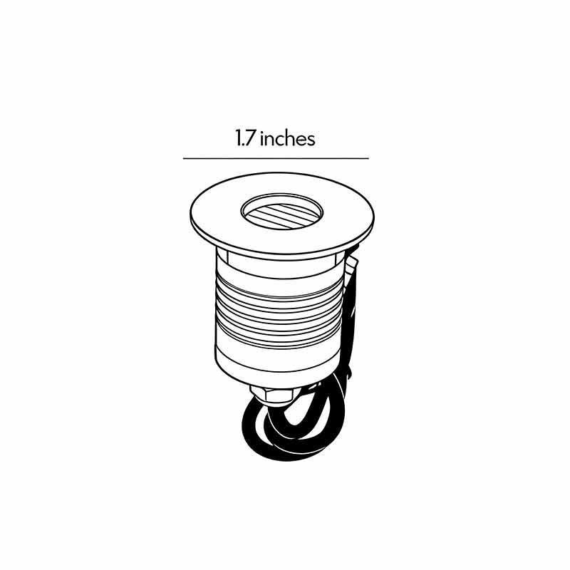 Technical diagram of inground well light showing dimensions and installation details.