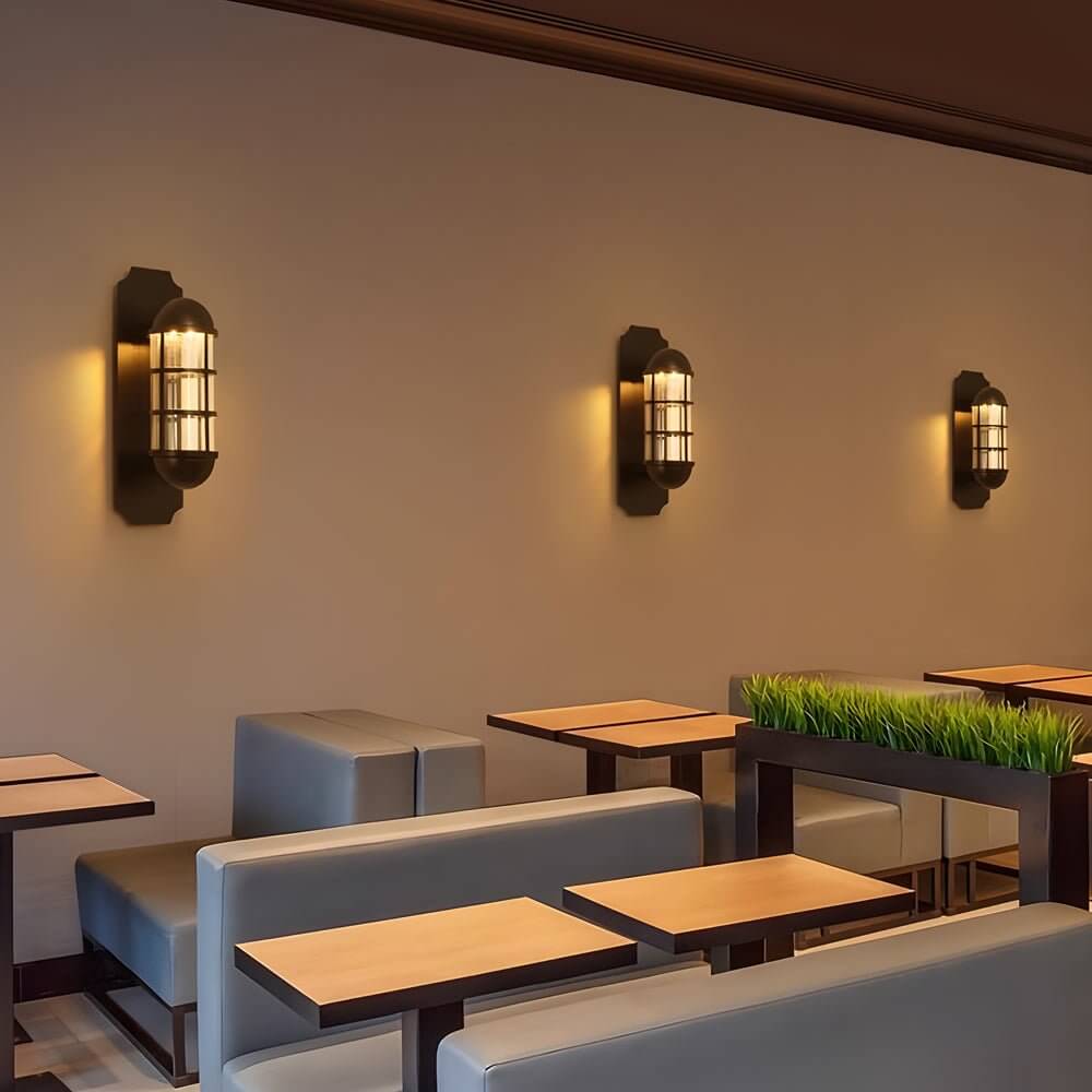 Inspired by Telephone Booth Retro Iron and Glass LED Sconce Light