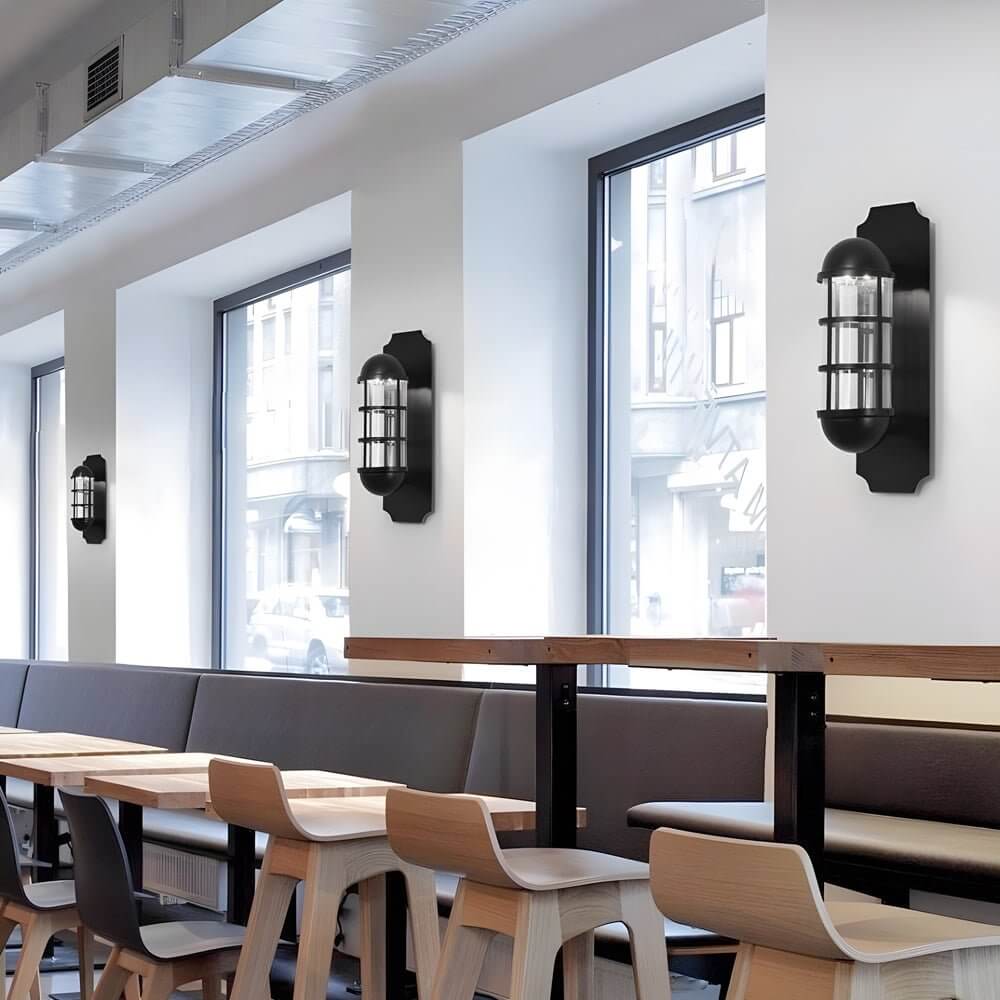 Inspired by Telephone Booth Retro Iron and Glass LED Sconce Light