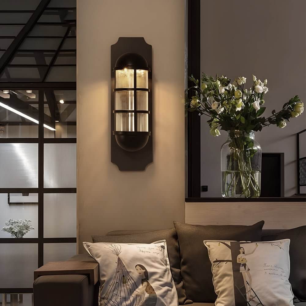 Inspired by Telephone Booth Retro Iron and Glass LED Sconce Light