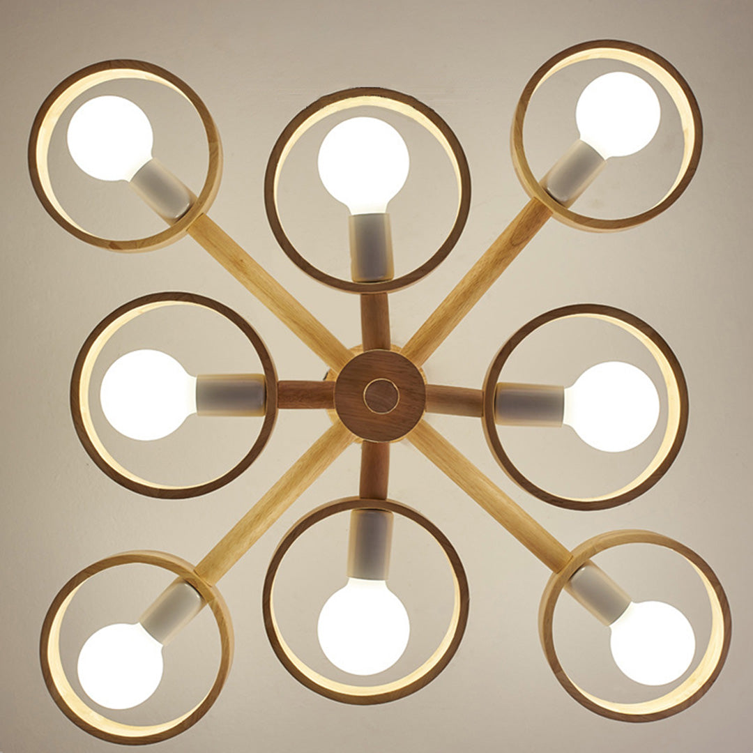 Installed brass glass shade chandelier in modern interior showcasing wall light ambiance