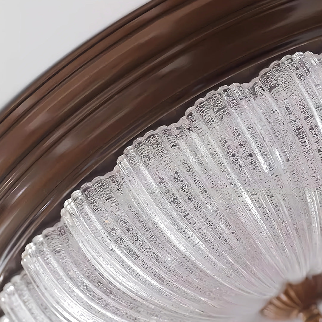 Retro flush mount ceiling light with intricate crystal pattern, detailed and elegant design