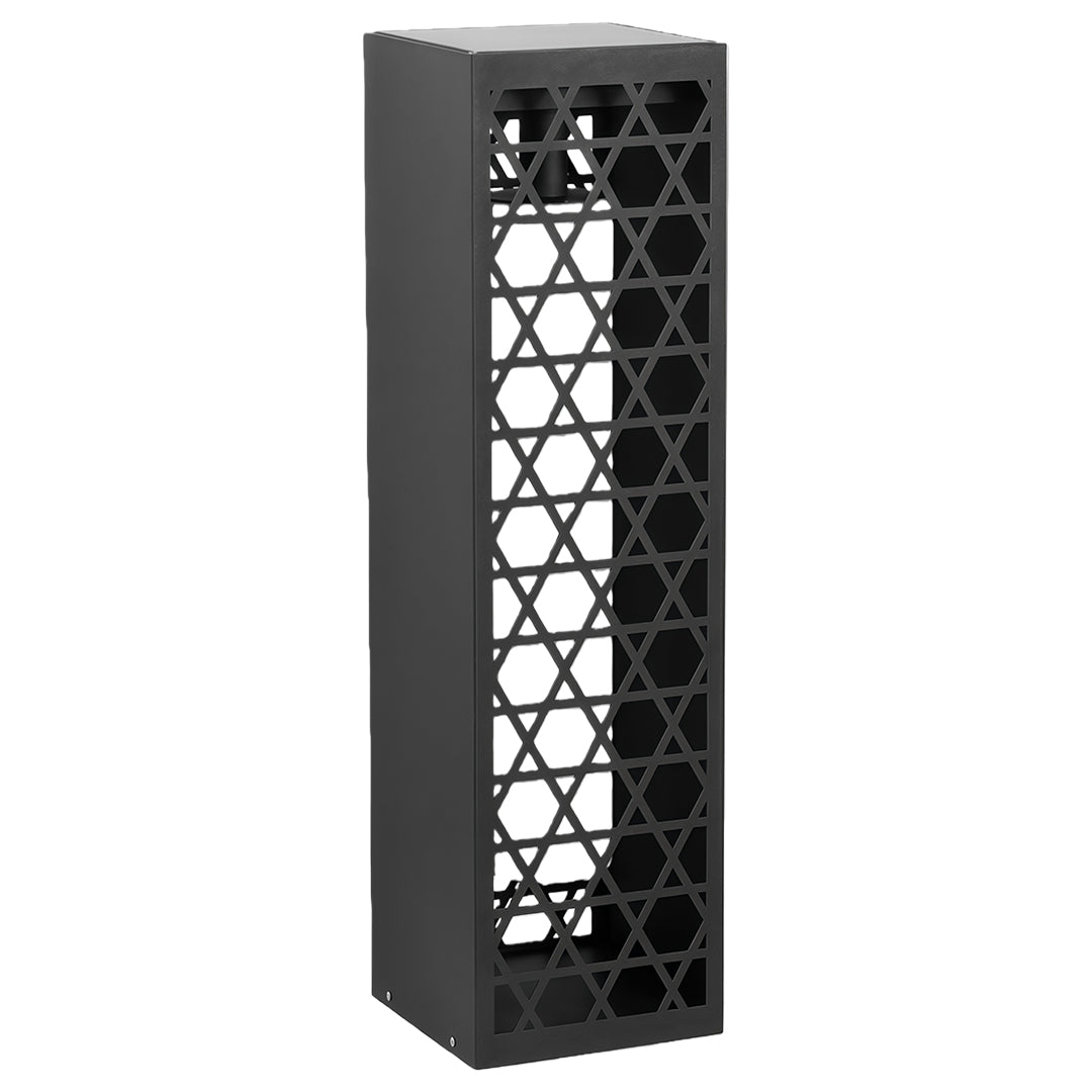 Bollard landscape light with intricate design, perfect for enhancing garden aesthetics and evening ambiance.