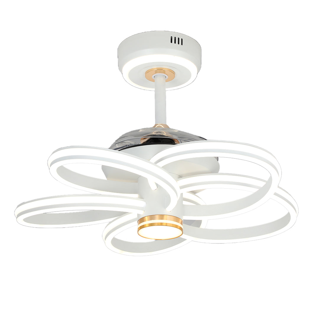 Full view of invisible blade ceiling fans white with light for modern homes 