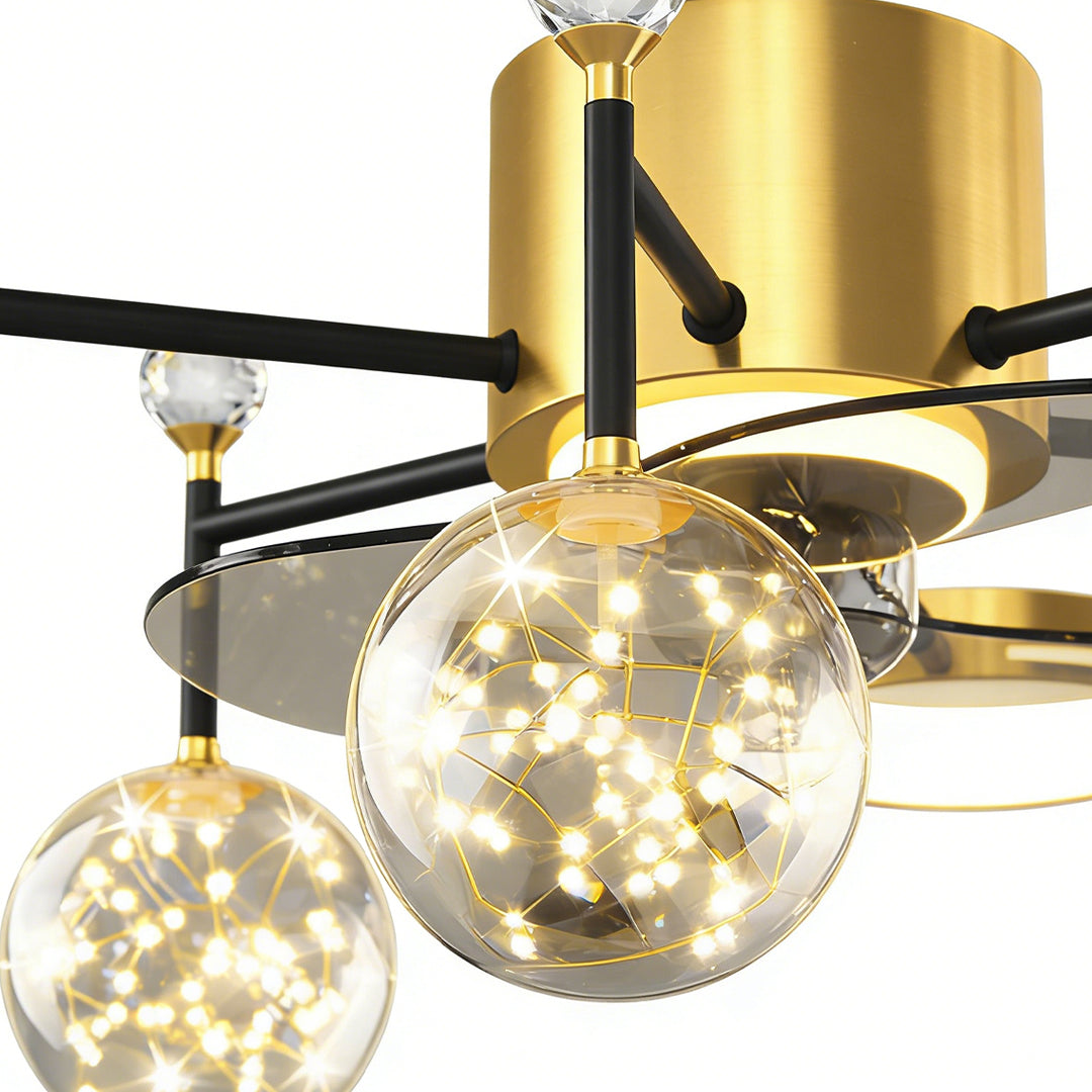 Invisible blade fan light with a spherical glass shade, highlighting its elegant design.