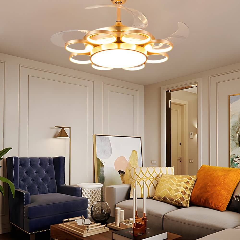 Invisible Silent Ceiling Fan Ring Remote LED Chandelier