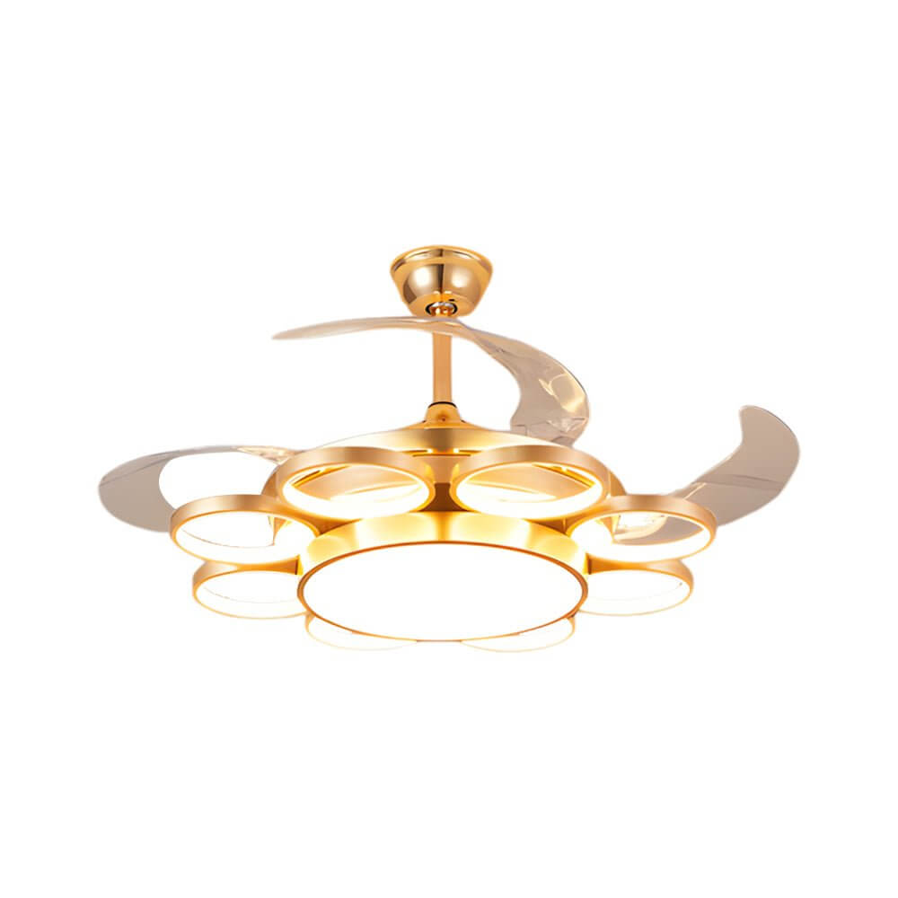 Invisible Silent Ceiling Fan Ring Remote LED Chandelier