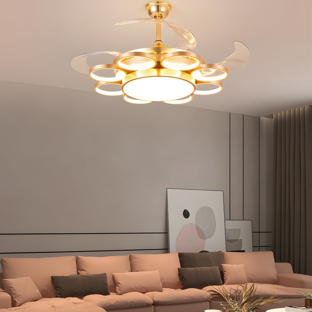 Invisible Silent Ceiling Fan Ring Remote LED Chandelier