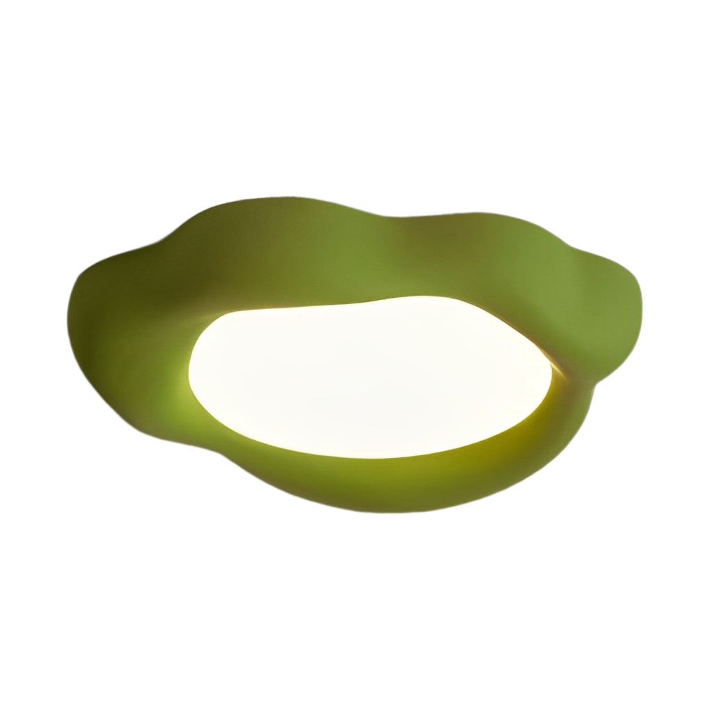 White irregular ceiling light in a 3D view, emphasizing its modern and abstract design.