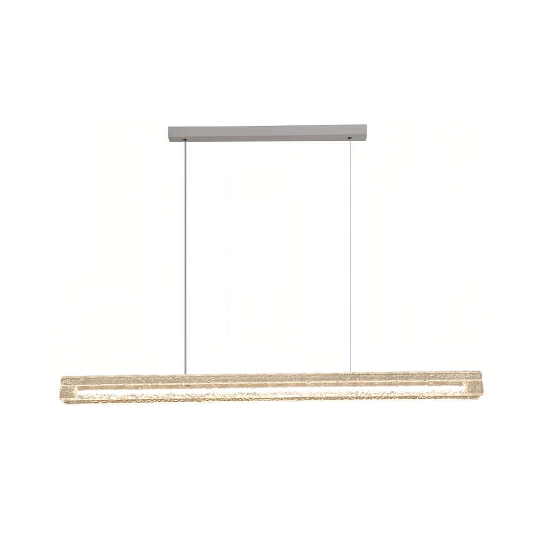 Isolated full view of the linear crystal bubble modern white pendant light fixture on a white background.