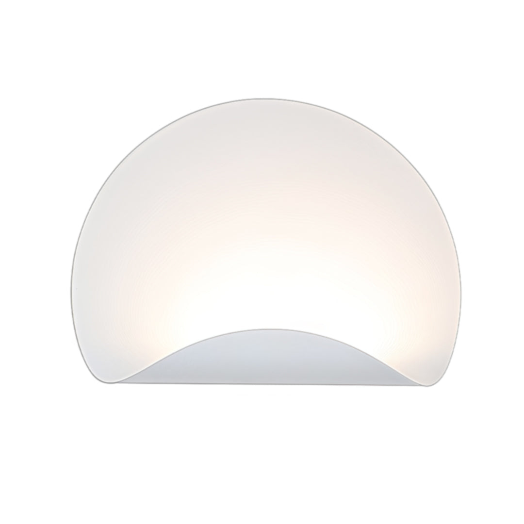 Isolated product shot of the semi-circular white wall lights, showcasing its soft, indirect light emission.