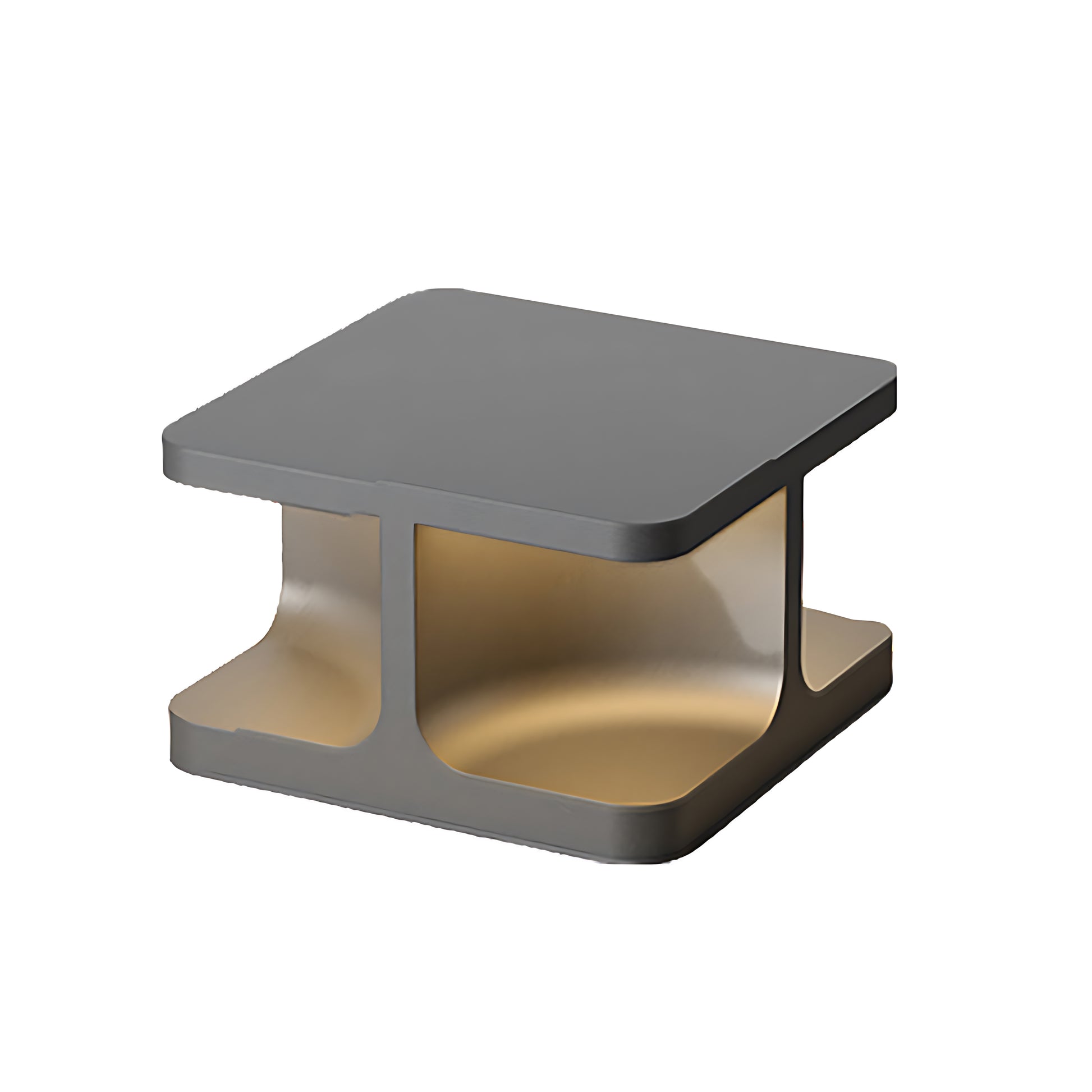 Isolated square rechargeable table lamp with minimalist pillar styling on neutral background