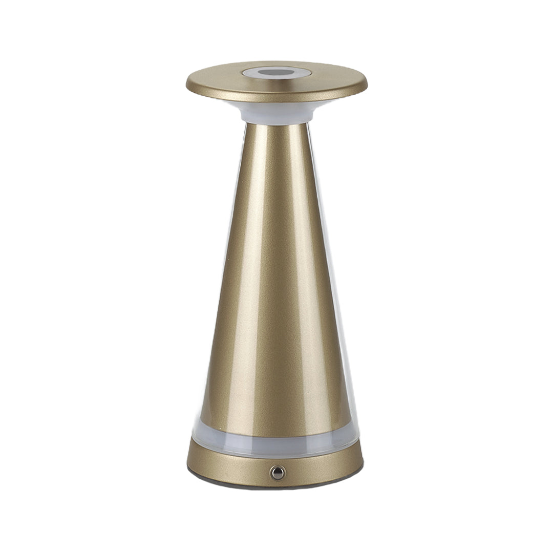 Isolated product view of the subtle gold-tone vase table lamp emphasizing its matte finish and silhouette.