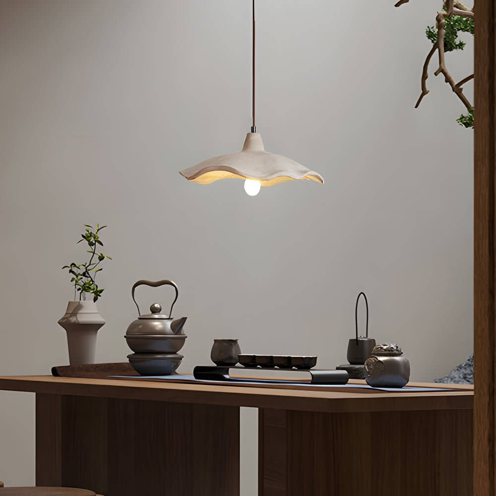 Japanese 1 - Light Cement Wavy Pendant