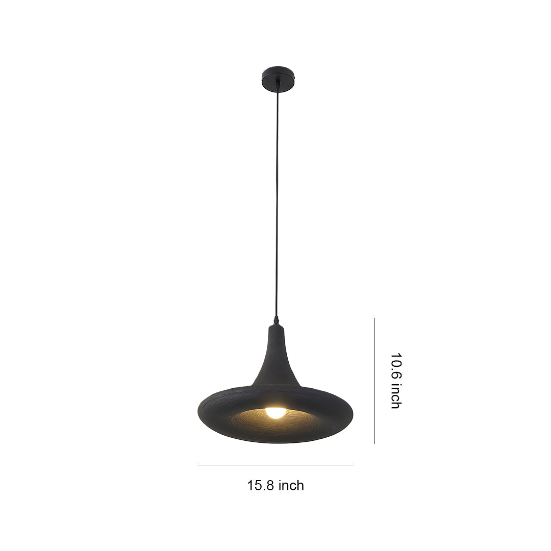 Japanese pendant light fixtures with glass shade chandelier inspired design featuring compact black conical shape and warm interior glow.