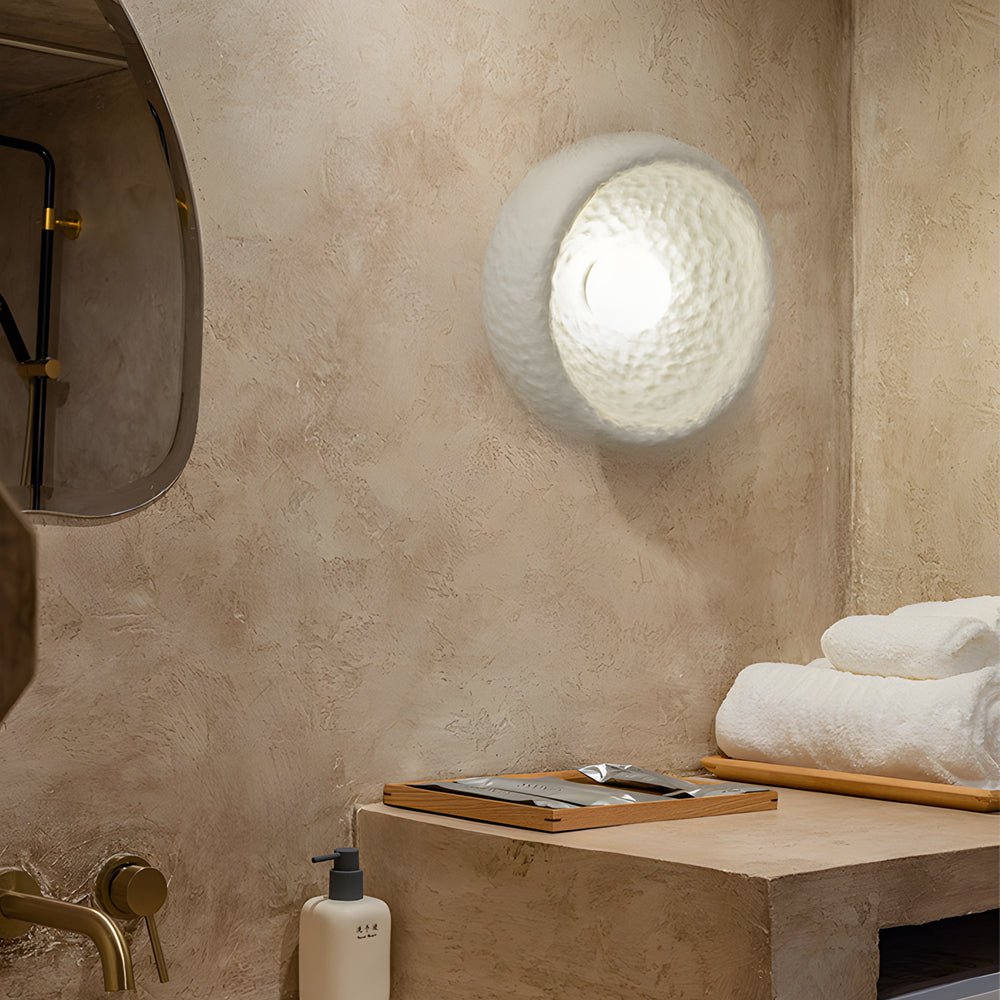 Japanese White Round 1 - Light Wall Sconce, 3 Sizes