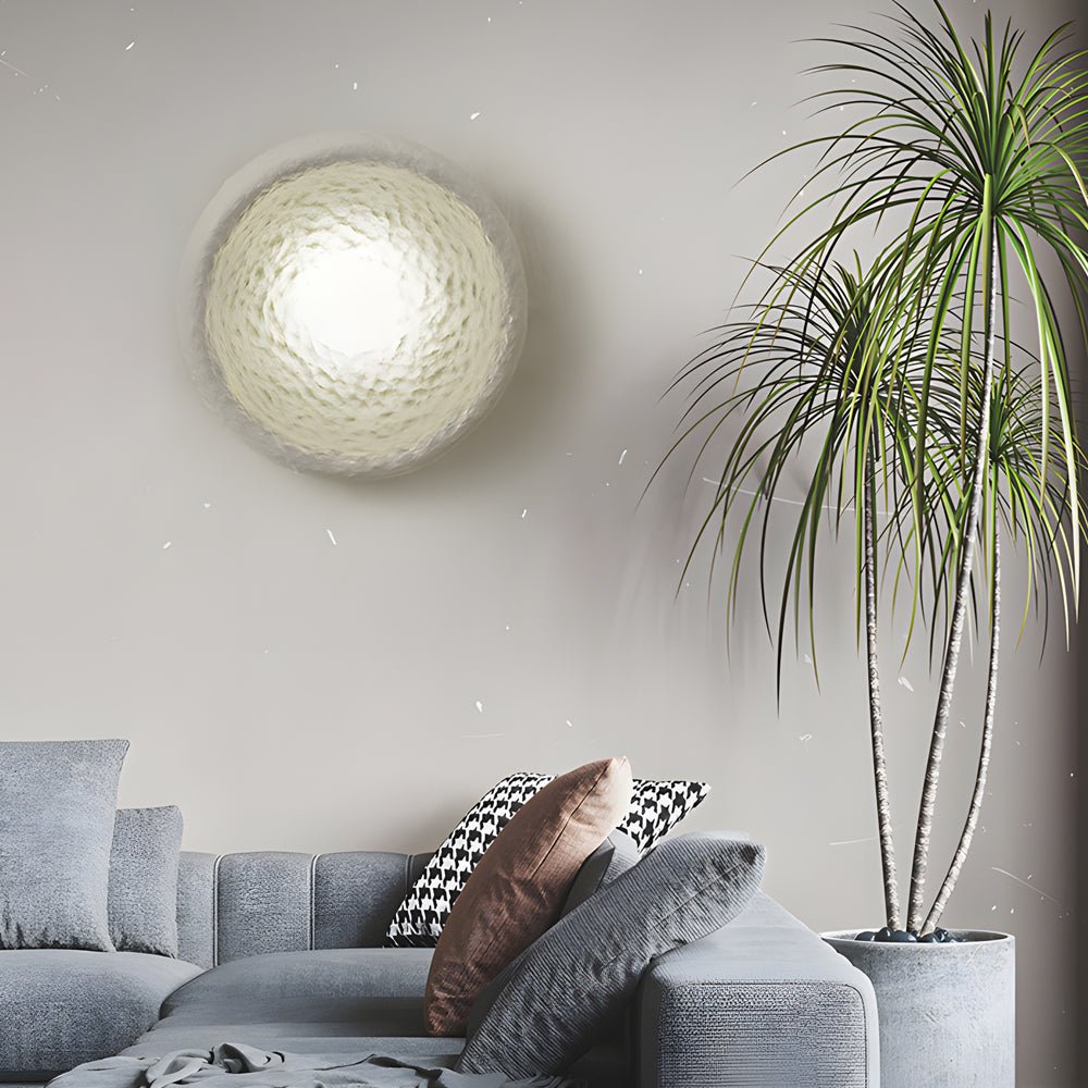 Japanese White Round 1 - Light Wall Sconce, 3 Sizes