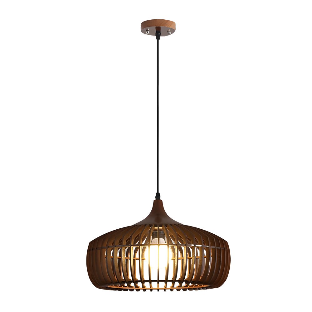 Japanese Wood Cage 1 - Light Pendant Light