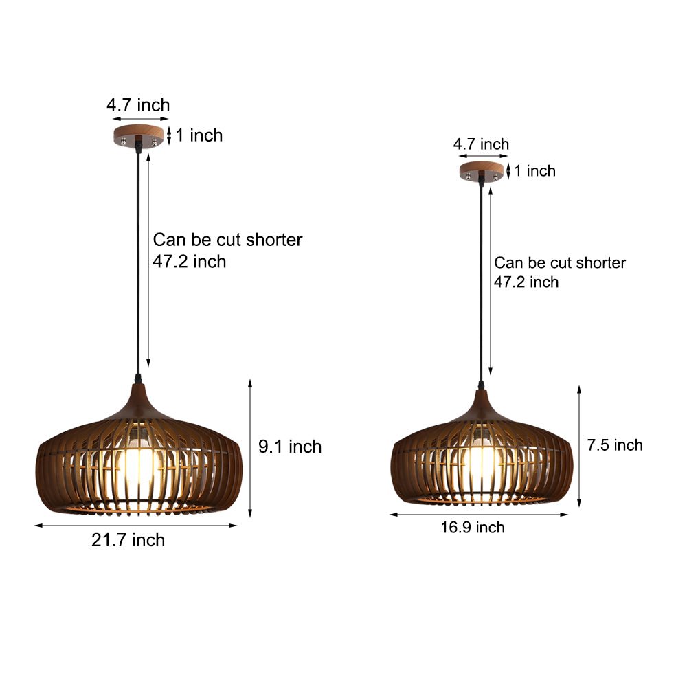 Japanese Wood Cage 1 - Light Pendant Light