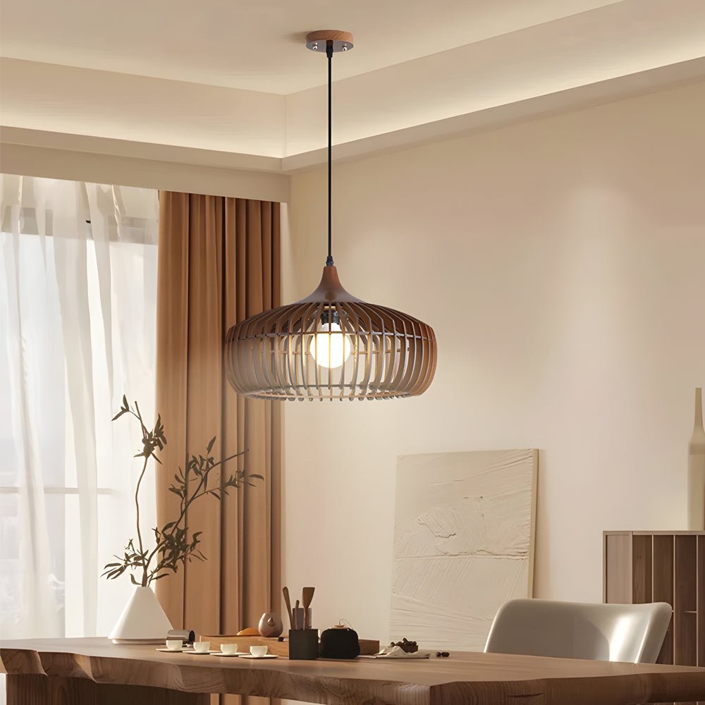 Japanese Wood Cage 1 - Light Pendant Light