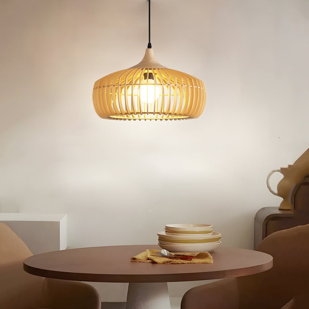 Japanese Wood Cage 1 - Light Pendant Light