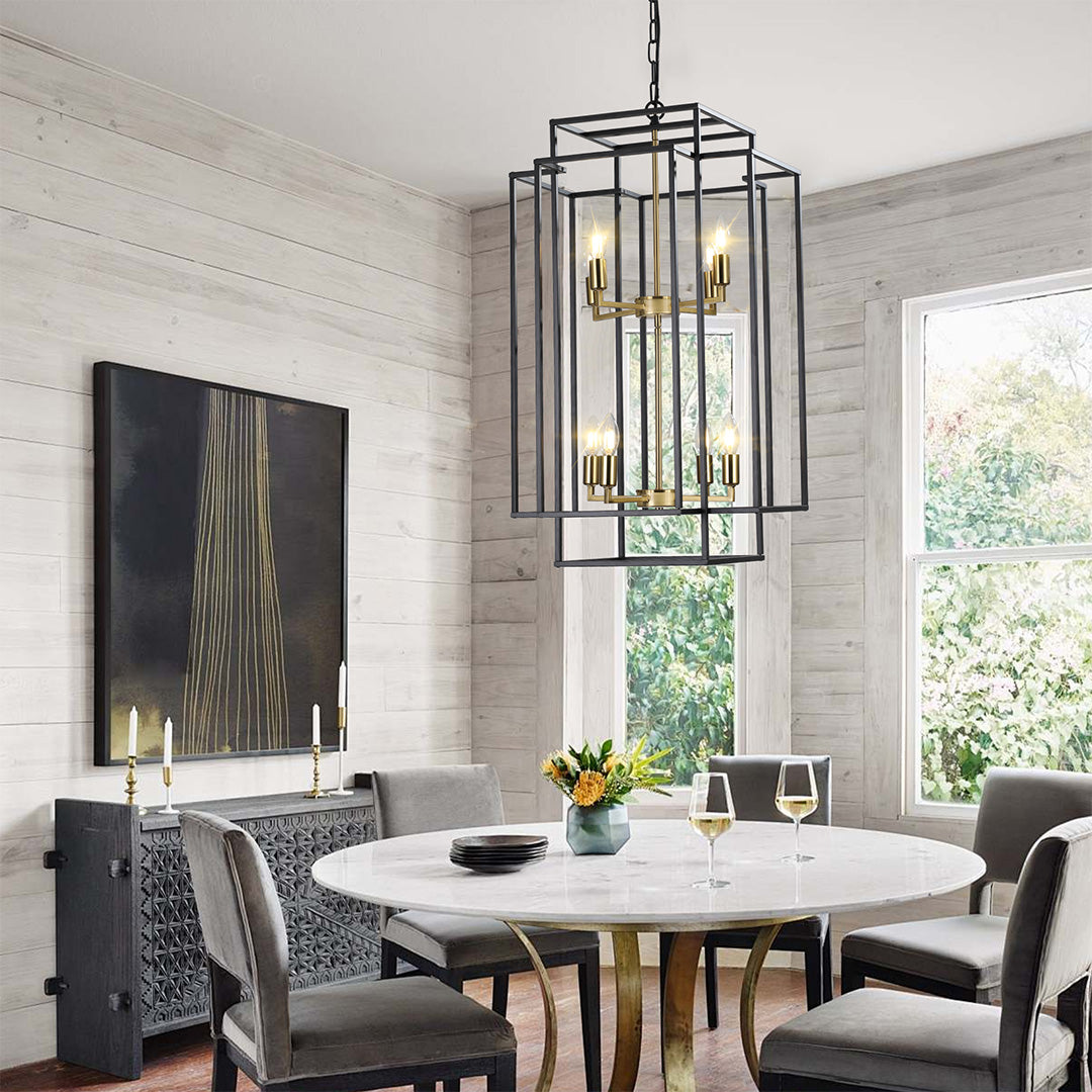 Pair of industrial vintage pendant lights above a kitchen counter, enhancing the room with functional and decorative lighting.