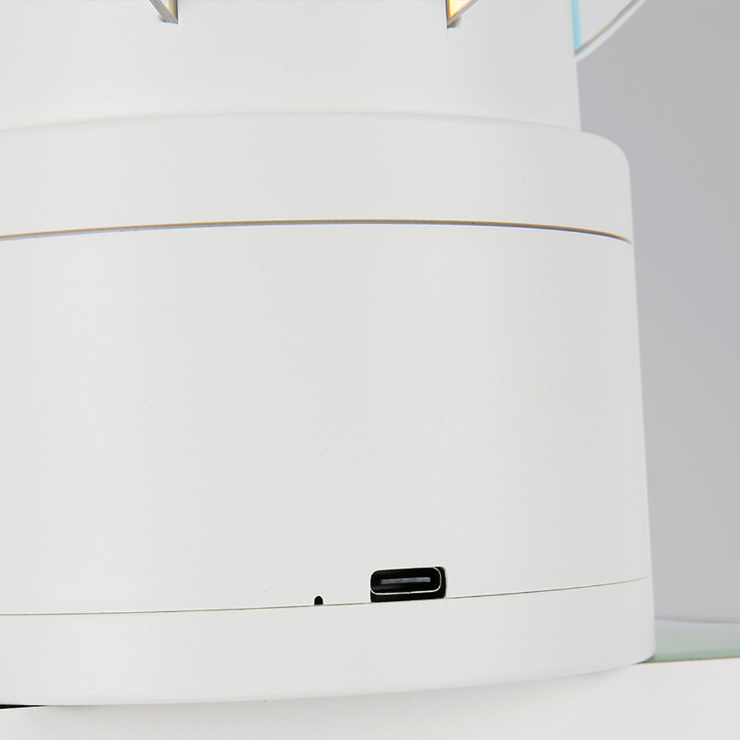 Artistic colourful table lamps displayed in modern kitchen with rainbow spectrum illumination effects