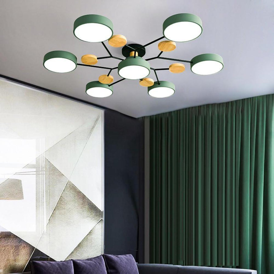 Sputnik Artistic Lights Chandeliers Metal Wood Baby Kids Lights Ceiling Lights