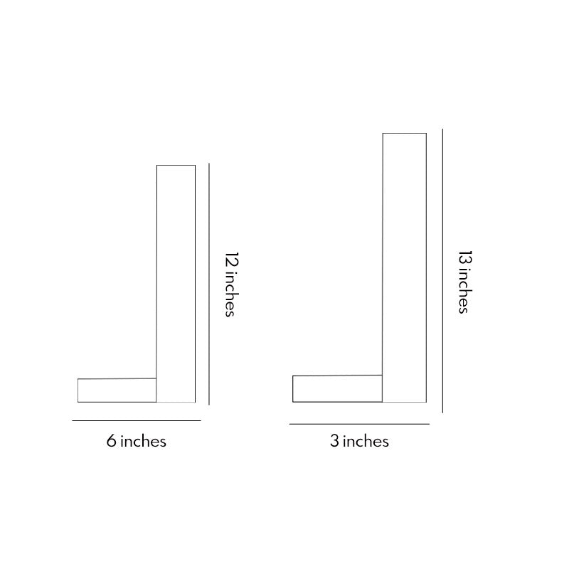 L shape wall light dimension drawing with size measurements.
