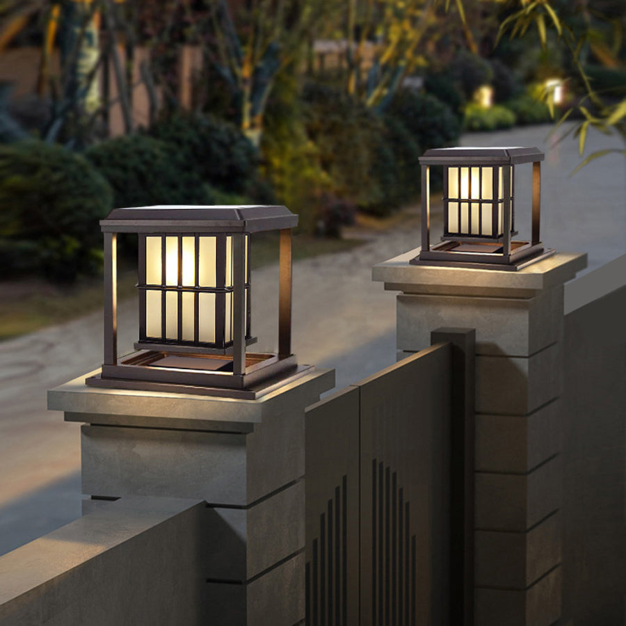 Detail shot of precision-engineered lamp mounting system with dark bronze finish