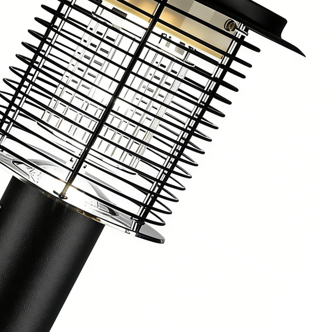 Lampara mata mosquitos with a close-up of its top and hanging mechanism.