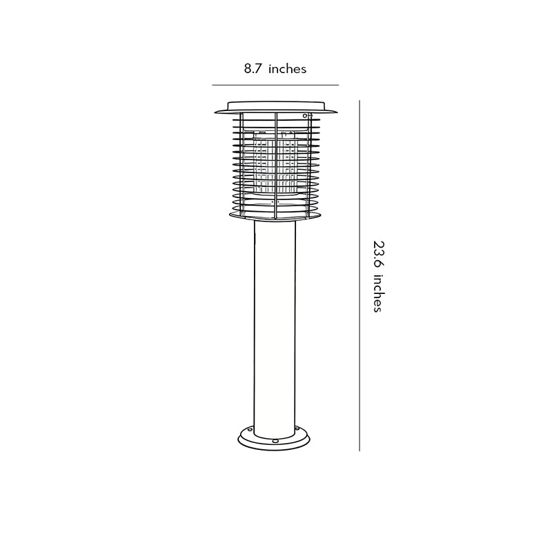 Technical diagram showing dimensions and structure of lampara mata mosquitos models.