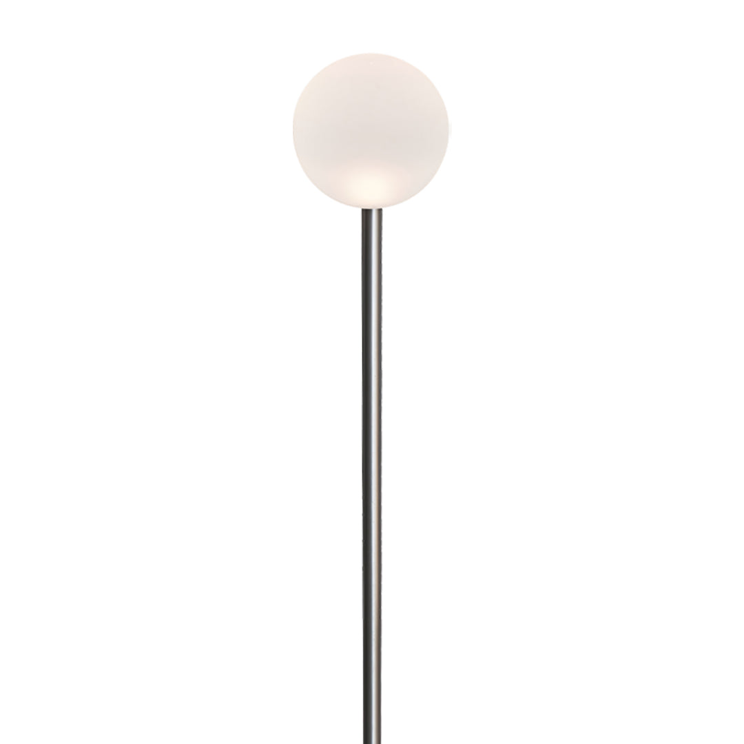 A modern outdoor spherical light with a minimalist pole, crafted for stylish and functional landscape lighting pathway illumination.